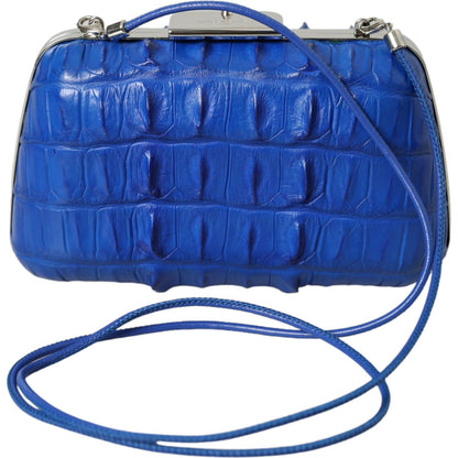 Balenciaga Blue Exotic Skin Leather Shoulder Crossbody Box Clutch Bag