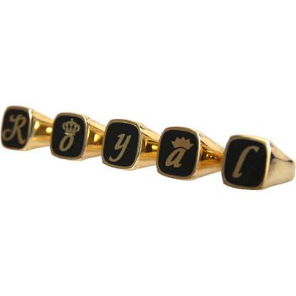 Dolce & Gabbana Gold Brass ROYAL Enamel Set of 5 Ring