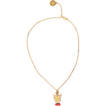 Dolce & Gabbana Gold Brass Chain Dog Heart Pendant Charm Necklace Necklace