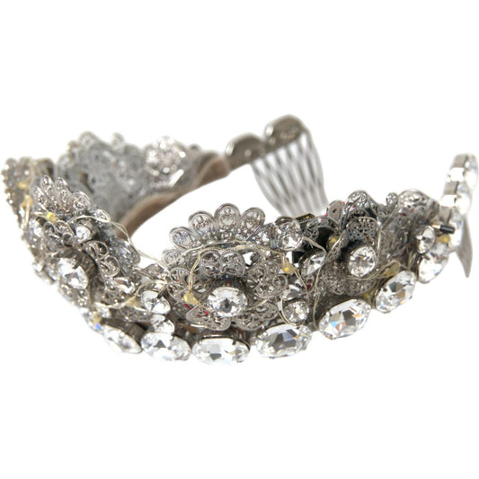 Dolce & Gabbana Silver Brass STRASS Crystal Crown Tiara LED Diadem Dolce & Gabbana Light Slate Gray