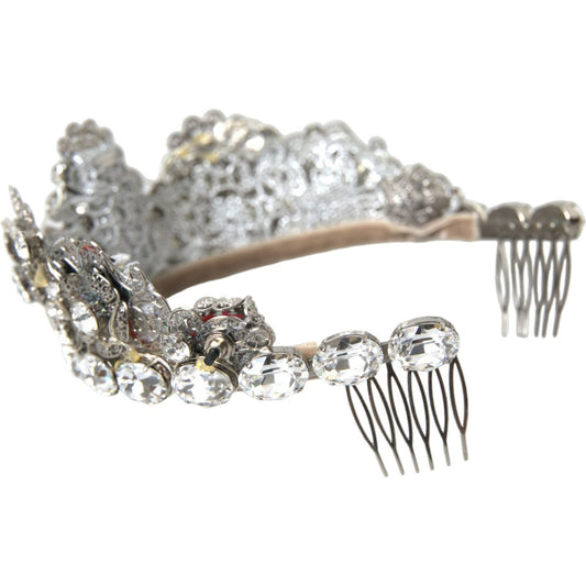 Dolce & Gabbana Silver Brass STRASS Crystal Crown Tiara LED Diadem Dolce & Gabbana Dark Gray