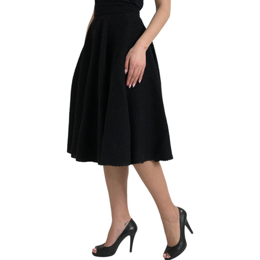 Dolce & Gabbana Black High Waist A-line Knee Length Skirt SKI1993-38