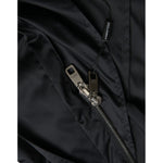 Dolce & Gabbana Black Polyester Hooded Long Windbreaker Jacket JKT4058-52