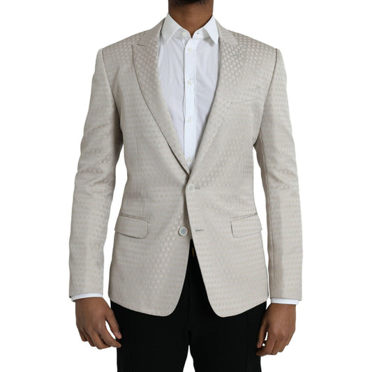 Dolce & Gabbana Beige MARTINI Single Breasted Coat Blazer Dolce & Gabbana Gray