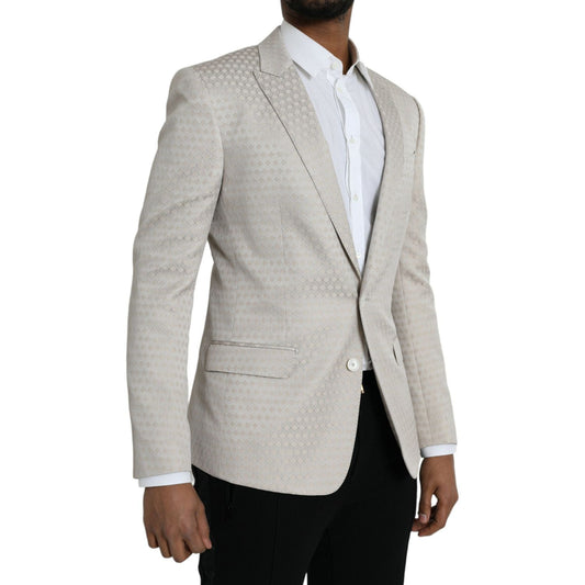 Dolce & Gabbana Beige MARTINI Single Breasted Coat Blazer Dolce & Gabbana Gray
