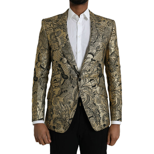 Dolce & Gabbana Gold SICILIA Jacquard Single Breasted Coat Blazer Dolce & Gabbana Dark Slate Gray