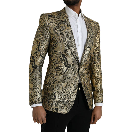 Dolce & Gabbana Gold SICILIA Jacquard Single Breasted Coat Blazer Dolce & Gabbana Dark Slate Gray