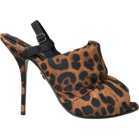 Dolce & Gabbana Brown Leopard Slingback Heels Sandals Shoes Dolce & Gabbana Dark Slate Gray