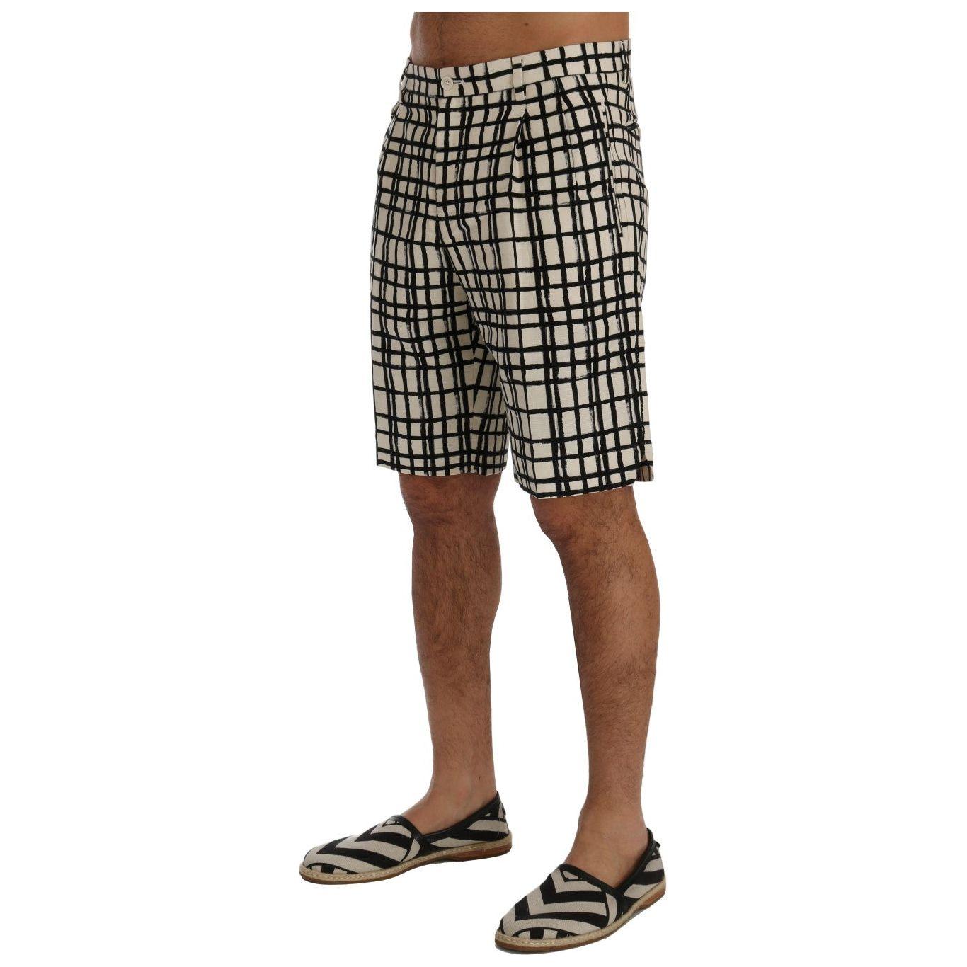 Dolce & Gabbana White Black Striped Casual Shorts