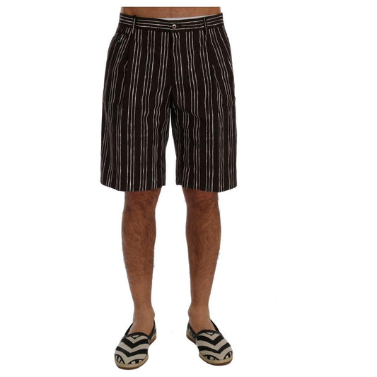Dolce & Gabbana Bordeaux Striped Cotton Knee High Shorts Dolce & Gabbana Black