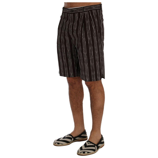 Dolce & Gabbana Bordeaux Striped Cotton Knee High Shorts Dolce & Gabbana Black