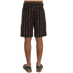 Dolce & Gabbana Bordeaux White Striped Hemp Casual Shorts
