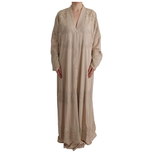 Dolce & Gabbana Elegant Beige Cape Kaftan Dress Dolce & Gabbana Rosy Brown