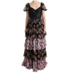 Dolce & Gabbana Multicolor Silk Stretch Floral Shift Long Dress