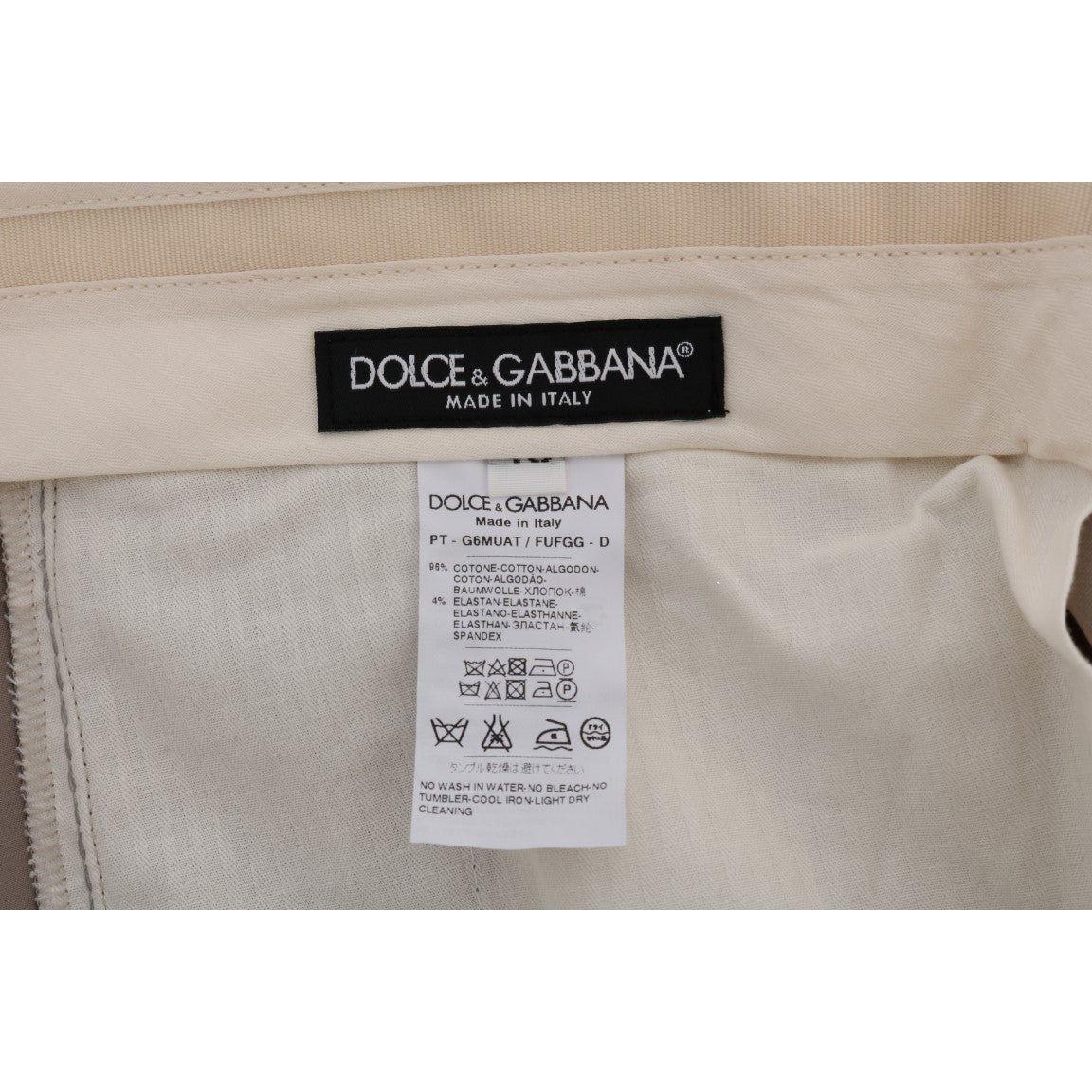 Dolce & Gabbana Beige Cotton Stretch Chinos Pants