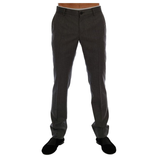 Dolce & Gabbana Elegant Gray Striped Wool Formal Trousers Dolce & Gabbana Dark Slate Gray