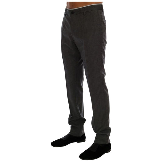 Dolce & Gabbana Elegant Gray Striped Wool Formal Trousers Dolce & Gabbana Dark Slate Gray