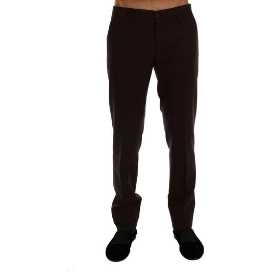 Dolce & Gabbana Elegant Slim Fit Formal Trousers in Purple Dolce & Gabbana Black