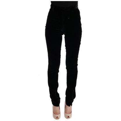 Ermanno Scervino Black Velvet Slim Fit Pants