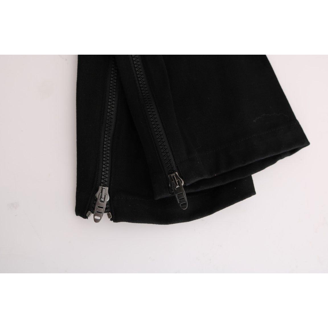 Ermanno Scervino Black Cotton Slim Fit Casual Pants