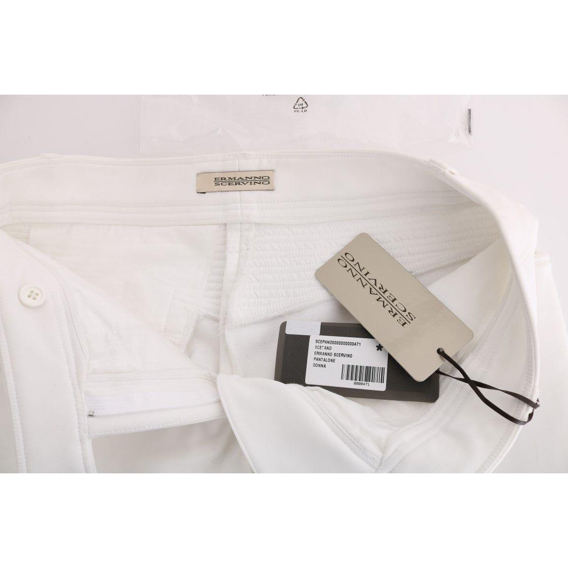 Ermanno Scervino White Cotton Slim Fit Casual Pants