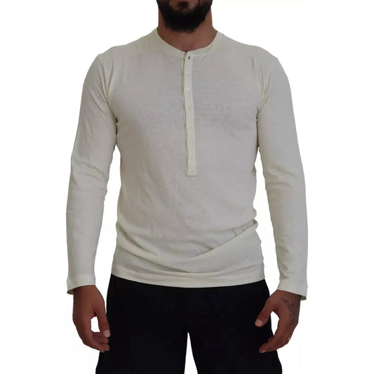 Dsquared² Beige Cotton Linen Long Sleeves Pullover Sweater Dsquared² Dark Gray
