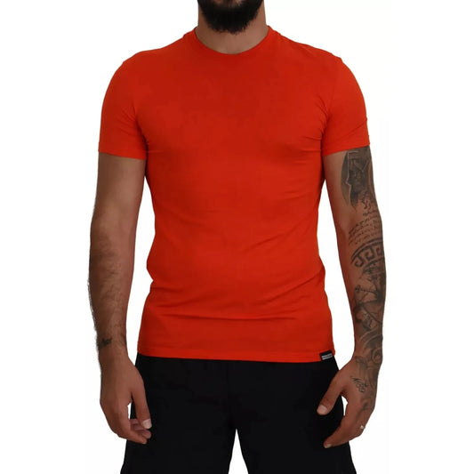 Dsquared² Orange Modal Short Sleeves Crewneck T-shirt Dsquared² Firebrick