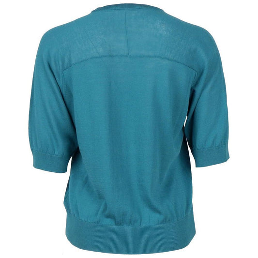 Alpha Studio Green Cotton Sweater Alpha Studio Steel Blue
