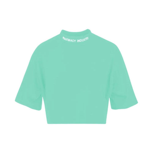 Pharmacy Industry Green Cotton Tops & T-Shirt Pharmacy Industry Medium Aquamarine
