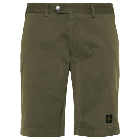 Refrigiwear Elegant Beige Bermuda Shorts with Logo Patch Refrigiwear Dark Olive Green