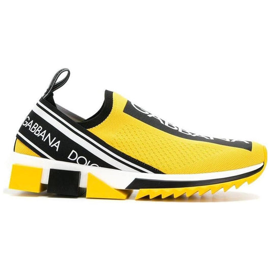 Dolce & Gabbana Chic Logo-Print Stretch Sneakers in Vibrant Yellow Dolce & Gabbana Sandy Brown