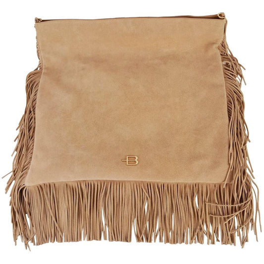 Baldinini Trend Beige Calfskin Women Crossbody Bag Baldinini Trend Rosy Brown