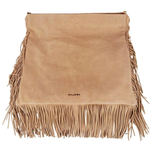 Baldinini Trend Beige Calfskin Women Crossbody Bag Baldinini Trend Rosy Brown