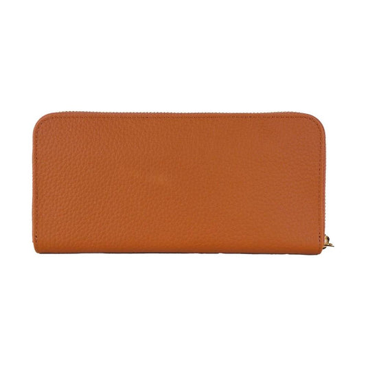 Baldinini Trend Elegant Orange Leather Wallet with Zipper Baldinini Trend Sienna