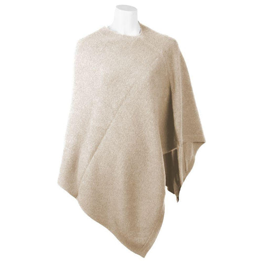 Emilio Romanelli Chic V-Neck Cashmere Poncho in Beige Emilio Romanelli Gray