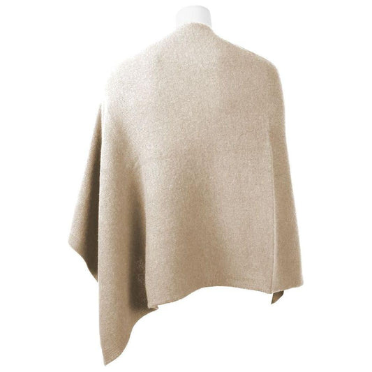 Emilio Romanelli Chic V-Neck Cashmere Poncho in Beige Emilio Romanelli Tan