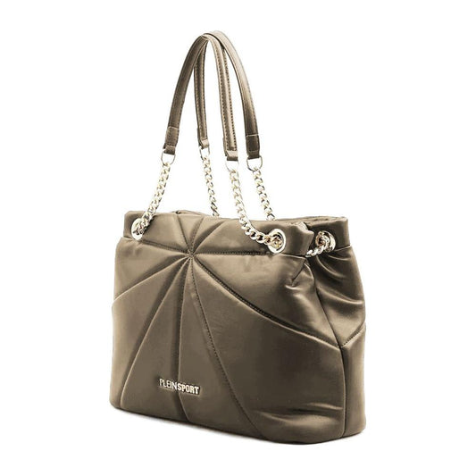 Plein Sport Elegant Faux Leather Gold-Chain Tote Plein Sport Dim Gray