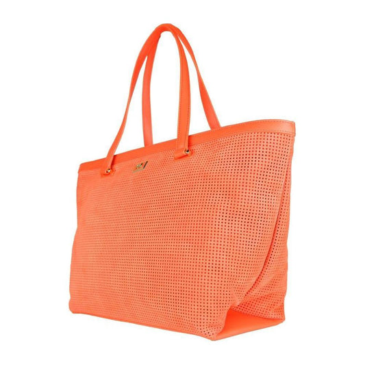 Cavalli Class Orange Calfskin Women Handbag Shoulder Bag Cavalli Class Coral