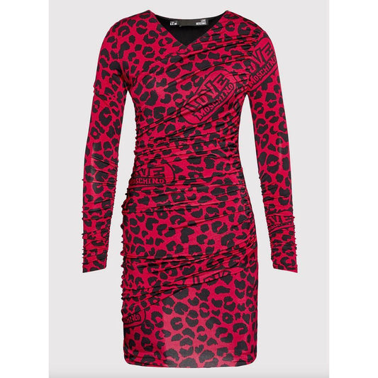Love Moschino Chic Leopard Texture Dress in Pink and Black Love Moschino Lavender