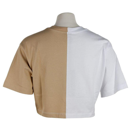 Comme Des Fuckdown Beige Couture Logo Tee with Two-Tone Print Comme Des Fuckdown Dark Gray
