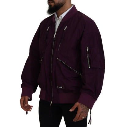 Dsquared² Purple Polyester Full Zipper Bomber Jacket
