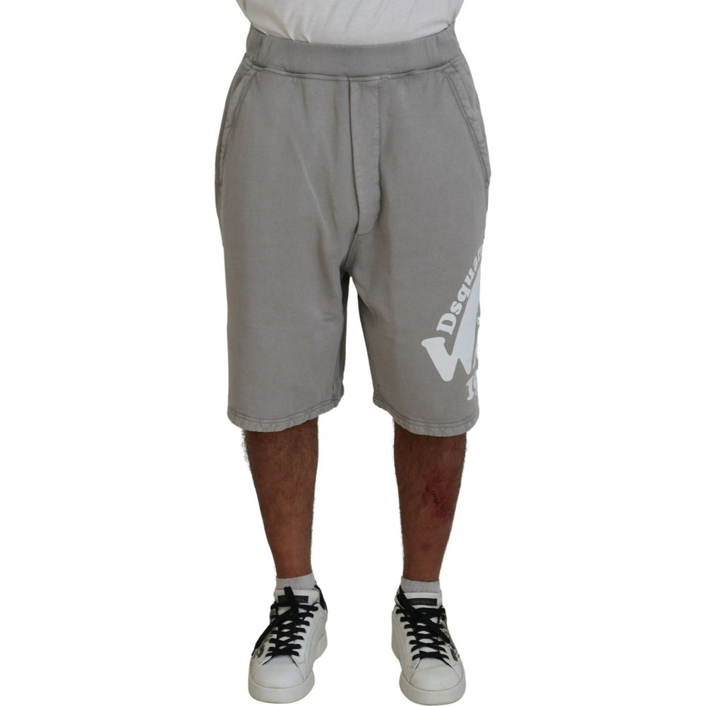 Dsquared² Gray Printed Pull On Men Casual Bermuda Shorts