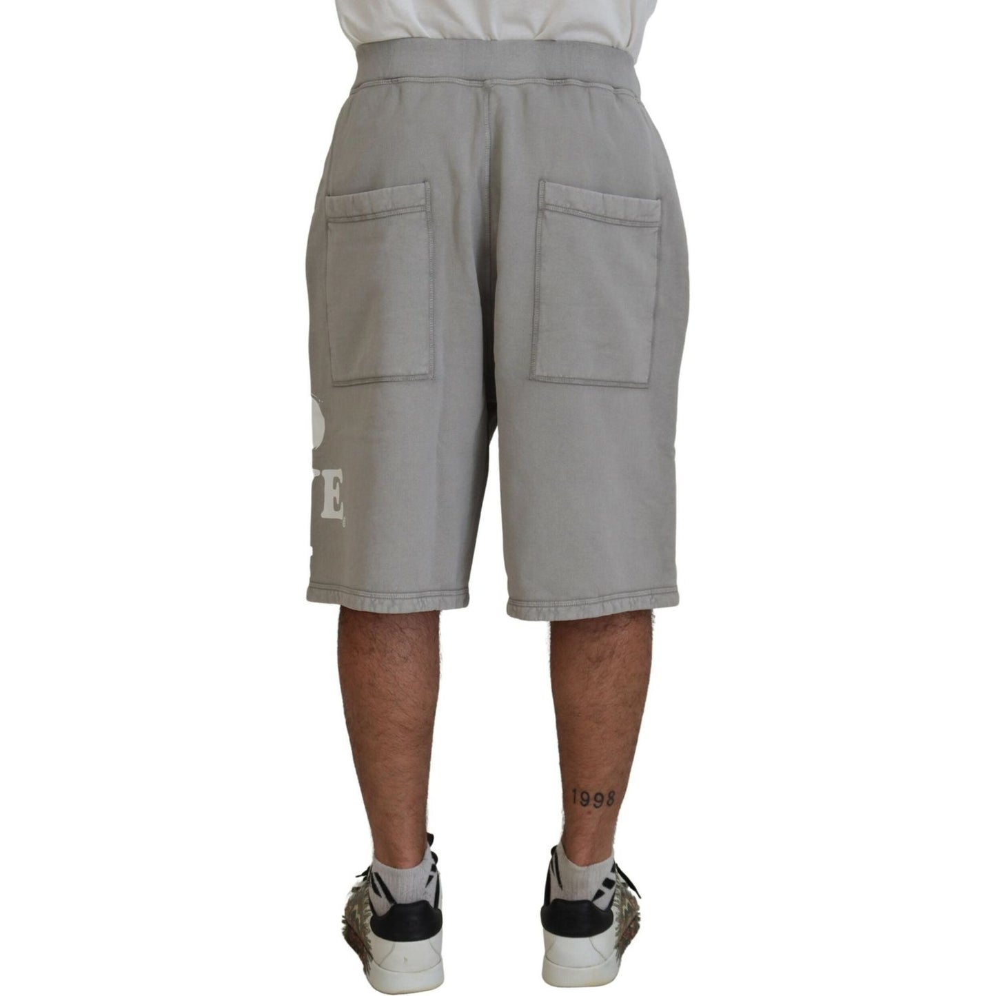 Dsquared² Gray Printed Pull On Men Casual Bermuda Shorts