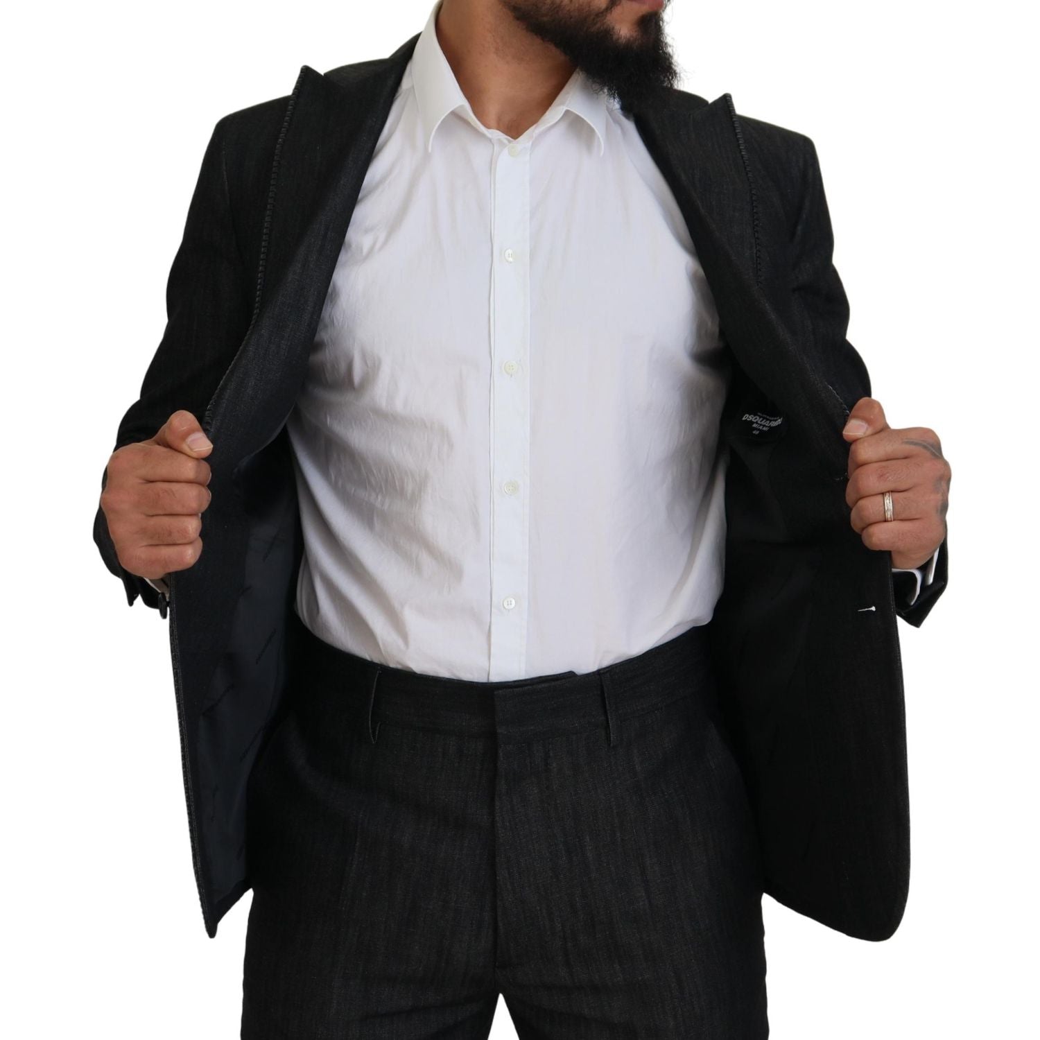 Dsquared² Black Cotton Single Breasted 2 Piece MIAMI Suit