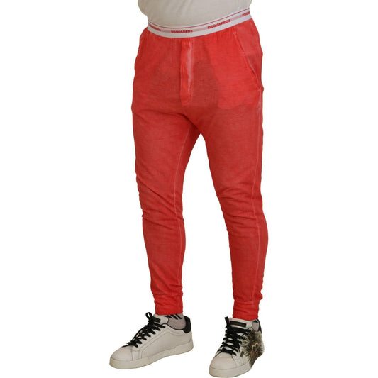 Dsquared² Orange Cotton Elastic Waist Logo Men Pants Dsquared² Brown