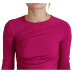 Dsquared² Fuchsia Viscose Long Sleeves Ruched Mini Dress DR28844
