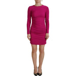 Dsquared² Fuchsia Viscose Long Sleeves Ruched Mini Dress DR28844