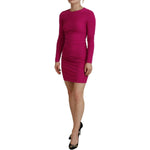 Dsquared² Fuchsia Viscose Long Sleeves Ruched Mini Dress DR28844