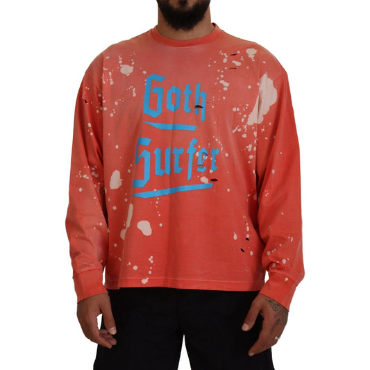 Dsquared² Orange Printed Long Sleeves Pullover Sweater Dsquared² Sienna