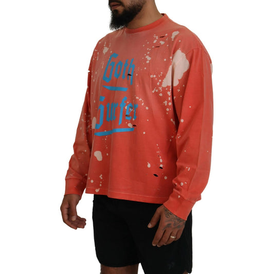 Dsquared² Orange Printed Long Sleeves Pullover Sweater Dsquared² Sienna